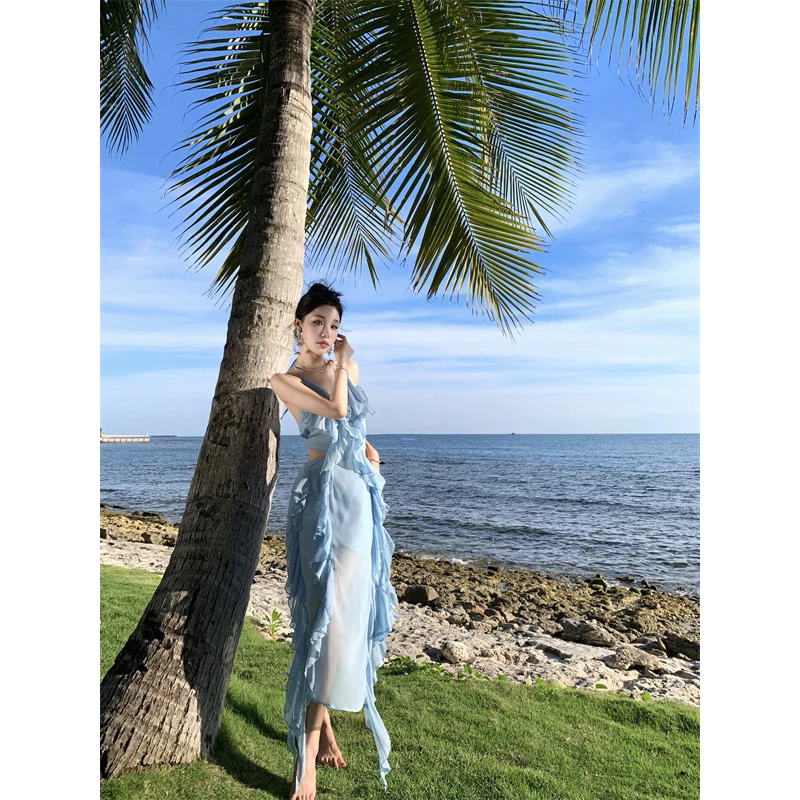 dam_maxi_di_bien_thiet_ke_ho_lung Đầm maxi đi biển thiết kế hở lưng, khoét eo, xẻ đùi phối bèo