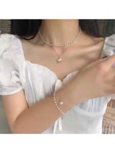 Vòng cổ ngọc trai đi biển phong cách Hàn Quốc thanh lịch